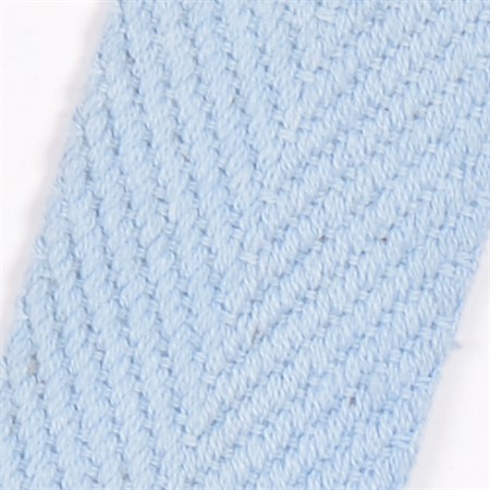 ljusblå 35mm vävt textilband i bomull på hel rulle